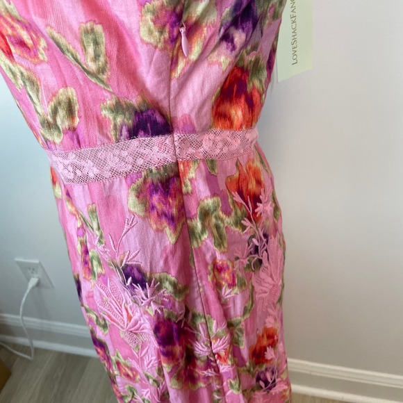 LoveShackFancy Floral Lace Mariata Maxi Dress In Wild Pink Rose Size 6 New - Picture 15 of 16
